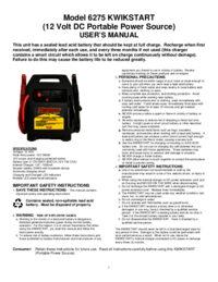 Voir le document Associated-equipment 6275 Manuel d'utilisateur